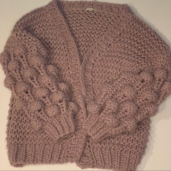 Trendy Dusty Mauve Bubble Sleeve Cardigan - Picture 5 of 5